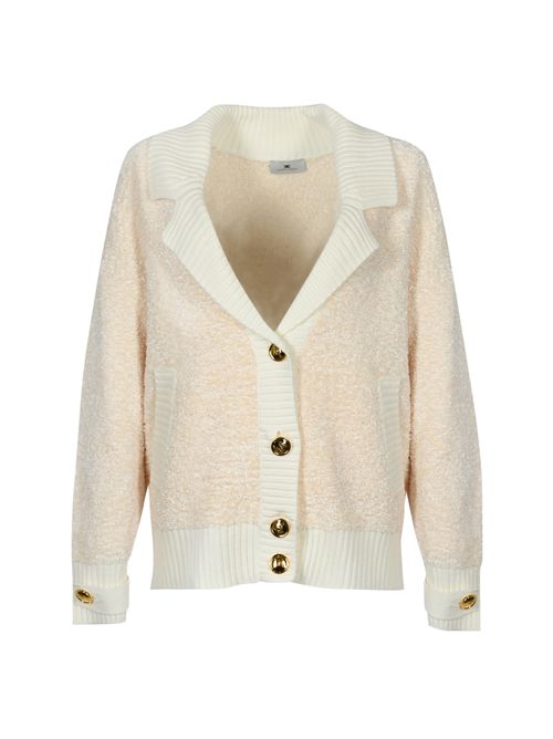 Cardigan in ciniglia boucle' con bottoni gioiello Elisabetta Franchi | MK44S57E2DZ9